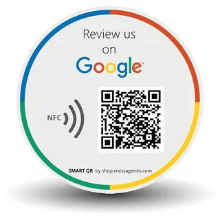 MESSAGENES | Aufkleber Google mit QR und NFC | Schilder Bewertung NFC und QR Code | 1 Runde Einheit | Google Review | Bewertungen in 1 Klick | Erhöht Bewertungen in Google Ihrer Business