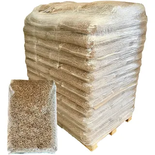 Hartholz Pellets 6 mm 100% Eiche, 1020 kg Palette mit 68 Säcken zum Heizen, Heizpellets, Holzpellets