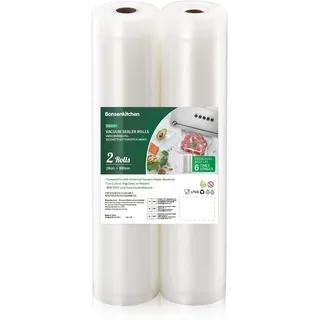 Bonsenkitchen Vakuumrollen 2 Rollen 28x600cm Vakuumierfolie - Profi Vakuumbeutel