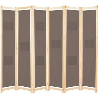 vidaXL 6-teiliger Raumteiler Braun 240 x 170 x 4 cm Stoff