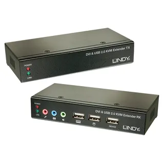 Lindy 39377 KVM Extender DVI-D/USB/Audio, 100Base-TX