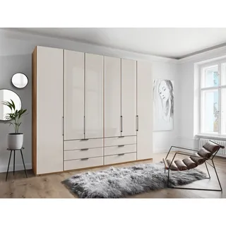 WIEMANN "Monaco", braun (bianco, eiche, nachbildung, glas champagner), B:246,9cm H:216cm T:58cm, Floatglas, Holzwerkstoff, Schränke, Drehtürenschrank, mit Glasfront sowie hochwertige Beschläge inkl. Dämpfung