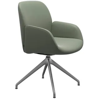 Stressless Armlehnstuhl Bay, Grün, Metall, Leder, Echtleder, Rindleder, Rundrohr, Drehkreuz, 54x91x59 cm, Lederauswahl, Stoffauswahl, Sitzfläche 360° drehbar, Esszimmer, Stühle, Esszimmerstühle, Armlehnenstühle