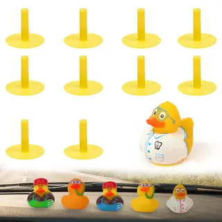 LUTER 10 Stück Gummienten Stecker, Kunststoff Selbstklebender Gummi Entenhalter für Jeep-Armaturenbrett Entenstecker Halterung für Jeep-Display Gummi-Ente Nicht im Lieferumfang Enthalten (Gelb)