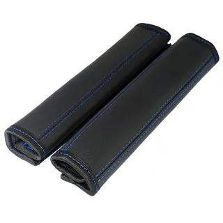 L & P Car Design Gurtpolster Gurtschoner Auto in Schwarz mit blauer Naht Sicherheitsgurt, (2 Stück), Echtleder blau|schwarz