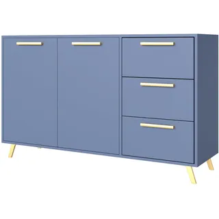 Albello Kommode Blame Schlafzimmer Kommode mit Schubladen Modernes Sideboard Kommode Holz Kommode Wohnzimmer Kommode Blau 140cm x 41cm x 86cm