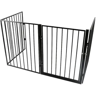 Metall Kaminschutzgitter klappbar - Kaminschutzgitter mit TürMetall Ofenschutzgitter Laufgitter Laufstall Absperrgitter Tierschutzgitter Türschutzgitter für Kinder-240 * 2,5 * 75cm (4 Stück)