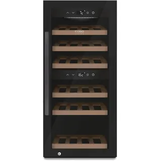 CASO WineExclusive 24 Smart - Design Weinkühlschrank, bis zu 24 Flaschen, Zwei getrennte Temparaturzonen einstellbar von 5°-20°C , LED beleuchtet, mit Wi-Fi Modul und App