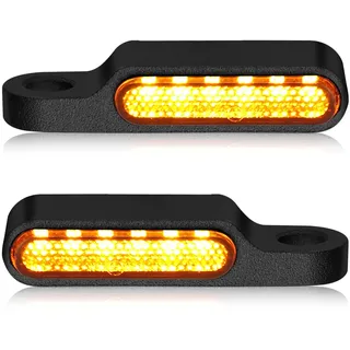 Justech 2er 6LED Lauflicht Microblinker Miniblinker Motorrad-Blinker Vorne Hinter Frontblinker Aluminiumlegierung Universal 12V E24 Mini Motorrad LED Blinker IP67 Blinkerleuchte für M8 Schraube
