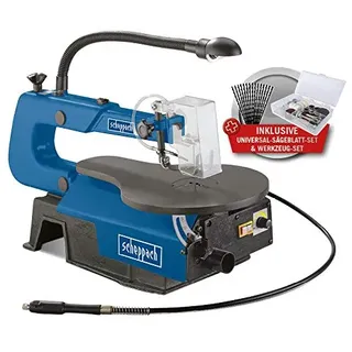 Scheppach Set Dekupiersäge DECO-FLEX Modellbausäge | inkl. 64 teiligen Werkzeug-Set im Koffer und 5x12 Ersatzblätter