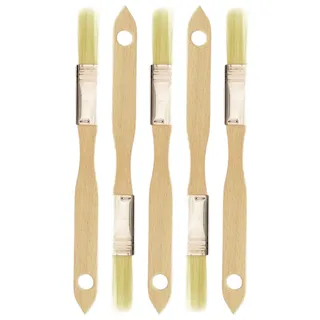 teemando® 5 X Haushaltspinsel, flach, 0,5 Zoll 18 x 1,5 cm, ein Backpinsel mit Naturborsten aus Buchenholz