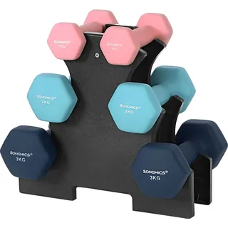 Songmics Hantel-Set Kurzhanteln 12 kg rosa / blau