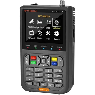 GT Media V8 Finder2 Satelliten Finder Meter Digital Sat Finder Messgerät Satellitenerkennung DVB-S2X Signalempfänger Decoder H.264 HD 3,5" LCD 4000mAh Zur Einstellung der Satellitenschüssel