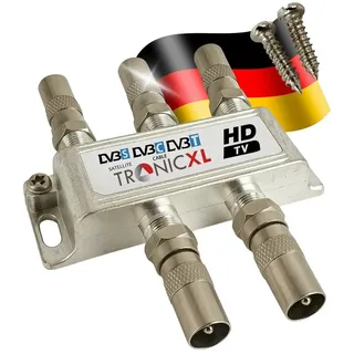 TronicXL 4fach BK Verteiler TV Kabel Adapter Antennenverteiler Kabelfernsehen DVBC Signalverteiler Anschluss