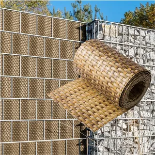 nyvi Sichtschutzstreifen 255 x 19 cm Braun und Beige Polyrattan 10 St.