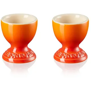 Le Creuset Steinzeug Eierbecher mit Stand-Fuß, 2er Set, 9 g, 5.3 x 5.3 x 5.9 cm, Ofenrot