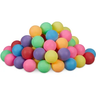 Relaxdays Beer Pong Bälle, 100 Stück, Tischtennisbälle aus Kunststoff, ohne Aufdruck, Ping Pong Bälle, Ø 40 mm, bunt