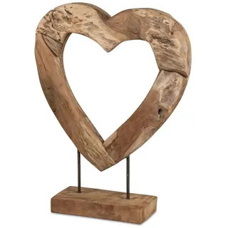 formano Dekoobjekt Deko Herz auf Ständer Teak-Holz 30x40cm braun