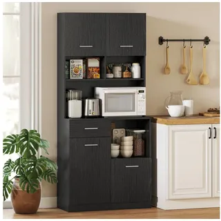 Homcom Küchenschrank 80 x 35 x 180 cm Schwarz
