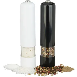 Relaxdays Pfeffermühle 23 cm Schwarz/Weiß befüllt