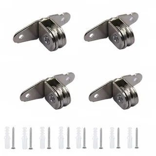 4 Stück Umlenkrollen Stahlseile für Seile, Vertikal Edelstahl Seilrollen, Flaschenzug Riemenscheibe mit 8 Spreizschrauben, 60mm Schwerlastrollen Umlenkrolle für Wäscheleine, Fitness, Rolltore