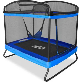 Aga24 Aga Rechteckiges Trampolin, Kindertrampolin, Gartentrampolin mit Sicherheitsnetz 122x183 cm Dunkelblau + Schutznetz - Blau