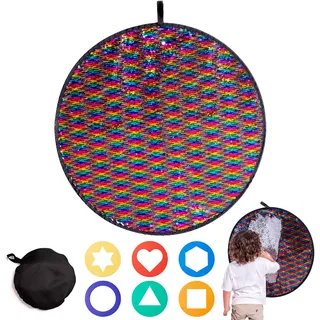Paillettenstoff-Sinneswand | Must-Haves für den Sinnesraum | Paillettenwand | Sinneswand für das Klassenzimmer | Wende-Paillettenstoff | ODOXIA Sequins wall (Round)