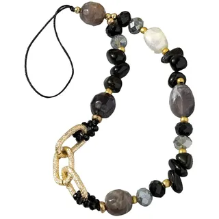 IERCZA handykette,handy umhängetasche,handyband,handschlaufe kamera,handyanhänger,1 stück Schwarz Perlen Armband Telefon Kette Handschlaufe Anti-verloren Lanyard Telefon Lanyard