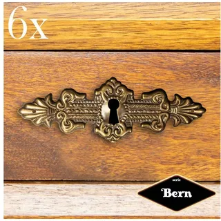 Antikas Möbelbeschlag Schlüsselplatte mit Schlüsselloch, Eisen in Antikmessing, Serie