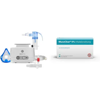 Bundle aus PARI BOY Pro Inhalationsgerät Erwachsene und Kinder – Inhalator zur Therapie von Atemwegserkrankungen + PARI MucoClear 6% NaCl - Hypertone Kochsalzlösung zum Inhalieren -20 Ampullen je 4 ml