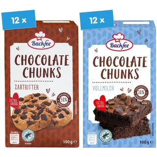 Backfee Chocolate Chunks verschiedene Sorten 100 g, 24er Pack