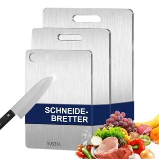 lxyyds Titan Schneidebrett-Set Edelstahl 3-tlg. 34 x 23 cm Weiß
