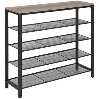 VASAGLE Schuhregal 100 x 92,5 x 30 cm grau-schwarz / schwarz