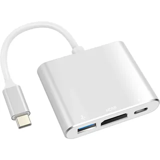 USB C Digital AV Multiport Adapter mit HDMI 4K 60Hz Ausgang, USB 3.0 & C Schnellladeanschlüsse für Apple MacBook Pro 2016-2023 Air M1 M2 2018-2023, iPad Pro iMac und weitere USB-C-Geräte