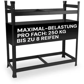 ALL Premium Reifenregal 110x100x40cm schwarz – stabiles Reifenregal für 8 Reifen, 250kg Traglast, Garagen Zubehör, Reifenhalter