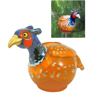 Midene Gartenstecker Keramik Handgefertigt - Gartendeko für Draußen Wetterfest - Garten Deko Keramik - Vogel Gartenfiguren & Gartenstatuen - Fasan