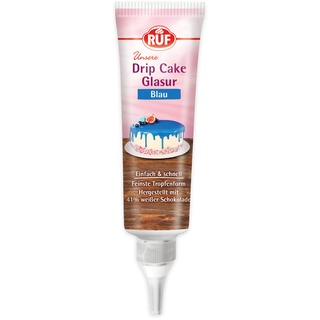 RUF Drip Cake Glasur Blau, weiße Schokolade-Glasur in der Tube, zum Glasieren von Tropfen-Kuchen, Naked-Cakes, Cupcakes & Torten, glutenfrei, 1 x 125g