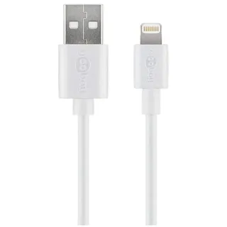 goobay 72909 Lightningkabel 3m / Apple Lightning auf USB A Ladekabel / Highspeed 480 Mbits / Aufladekabel Handyladekabel iPad iPhone AirPods / Weiß / 3m