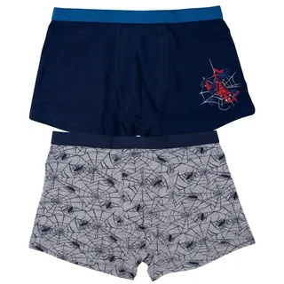 UNITED LABELS Marvel Spiderman Boxershorts für Jungen - Kinder Unterwäsche Unterhose Boxer Blau/Grau (2er Pack) (DE/NL/SE/PL, Numerisch, 134, 140, Regular, Blau/Grau) - 134-140