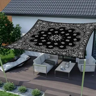 Voile D'Ombrage Imperméable, Motif Mandala 3d, Protection Uv À 95 %, Voile D'Ombrage Rectangulaire, Store De Jardin Extérieur (2 X 2)