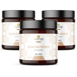 bedrop Vorteilsset: Manuka Honig mit MGO 500+ (zertifiziert) im 3er Set 3x140 g