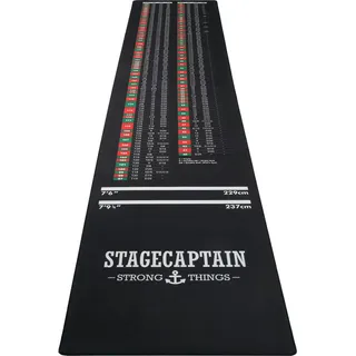 Stagecaptain Dartmatte Stagecaptain DM-3D300 Dart-Bodenschutzmatte (Dartteppich, 1-St., mit Abwurflinien, Angaben zum optimalen Double Out-Ergebnis, Länge: 3m), Perfekter Schutz für Deinen Boden beim Dartspiel schwarz