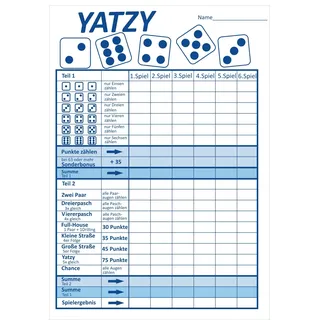 Anschütz 50er Spielblock für Yatzy Würfelspiel Pasch Schreibblock Notizblock Ersatzblock