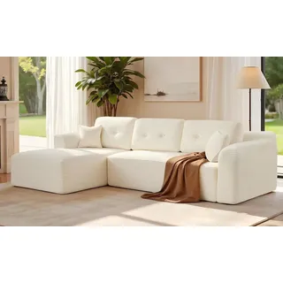 VASAGLE Modulares Sofa, Ecksofa mit Liege links, 244 cm breit, vakuumverpackt, keine Montage erforderlich, weiß - Weiß