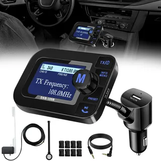 DeeprBetter DAB+ Adapter für Autoradio, DAB Adapter Stereoanlage mit 2,3 LCD-Display, Plug&Play Auto DAB Transmitter mit Bluetooth Freisprechen und Musik Spielen, Tragbarem DAB Empfänger mit Aux Out