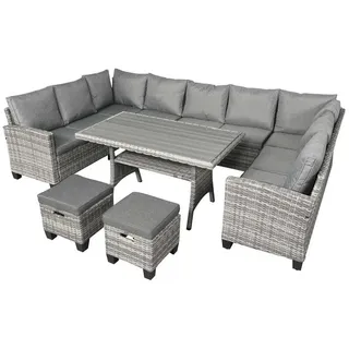 Brast Polyrattan Garten Sitzgruppe Family Grau/Anthrazit