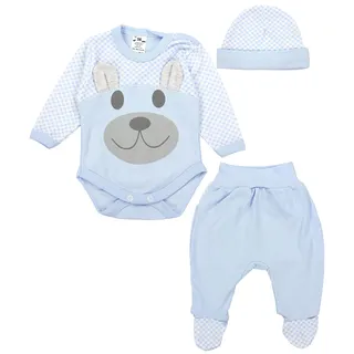 TupTam Baby Kleidung Set Body Strampelhose Mütze Bekleidungsset Jungen Mädchen, Farbe: Blau, Größe: 62 - 62