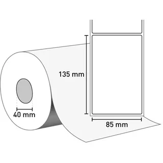 Flaschenetiketten 0,7 Liter (Inkjetpapier) 85 mm x 135 mm / weiß / ablösbar / 40 mm Kern / 250 Etiketten je Rolle / gestanzt