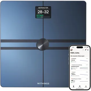 WITHINGS Body Comp — WLAN Smart Waage mit vollständiger Körperanalyse inkl. Fettanteil, Muskelmasse, Knochendichte, Viszeralfett, Digitale Personenwaagen /Körperfettwaage mit Bluetooth