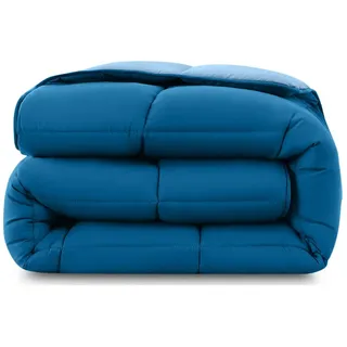 Wometo Steppbett 155x220 cm Oeko-Tex®, Wende-Design dunkelblau – blau